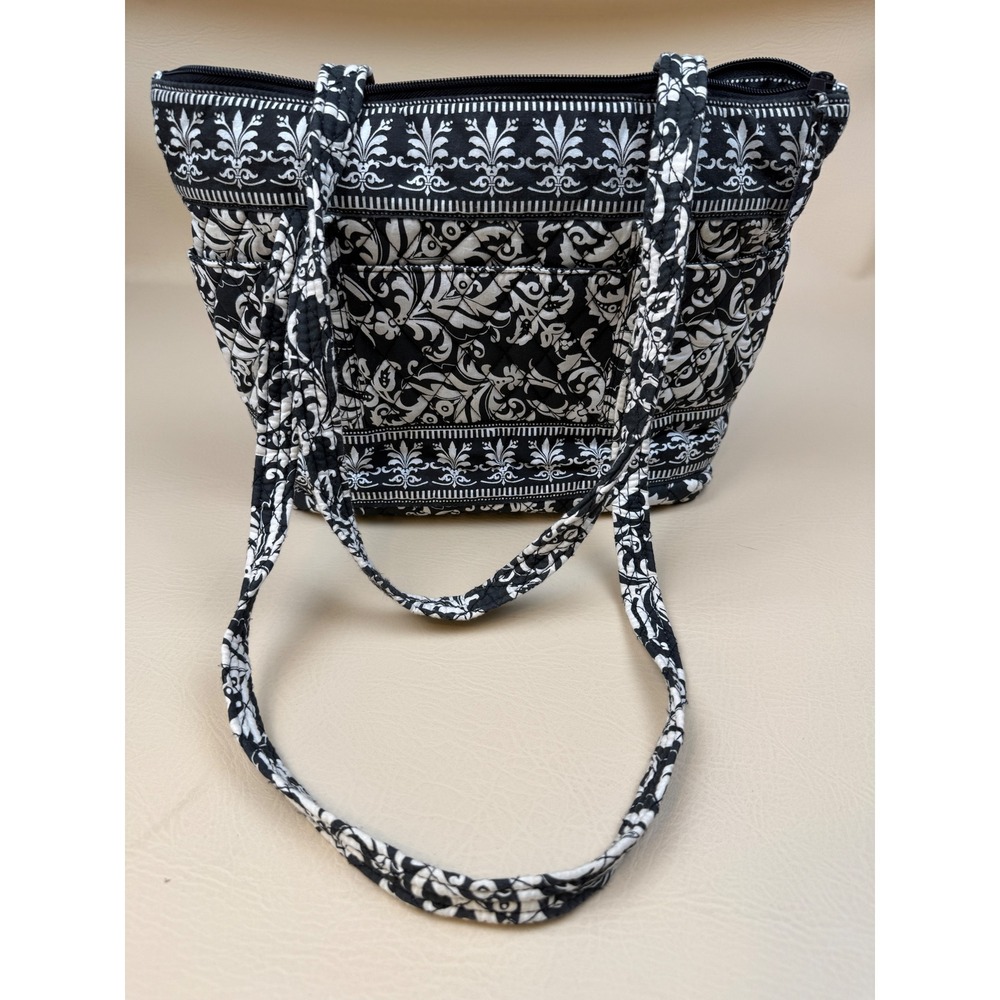 Croft & Barrow Medium Tote Black White Quilted Cotton Paisley Shoulder Bag